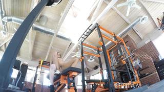 Brilliant stepsister eats cum of stepbrother having incest at the gym