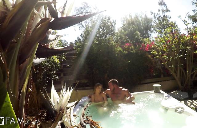 Brilliant stepsister and stepbrother enjoy incest in outdoor Jacuzzi